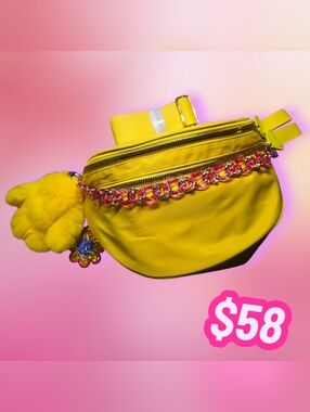 Bum Bag Bundle Deal | Yellow Nylon Crossbody +  Acrylic Chain & 2 Bag Charms
